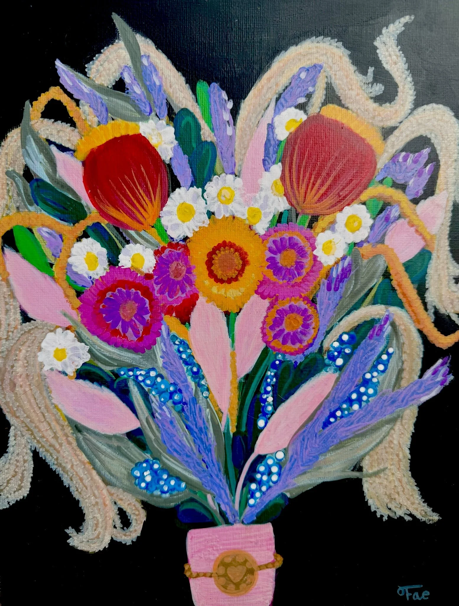 Wildflower Bouquet - Acrylic on 12x9 canvas panel.
