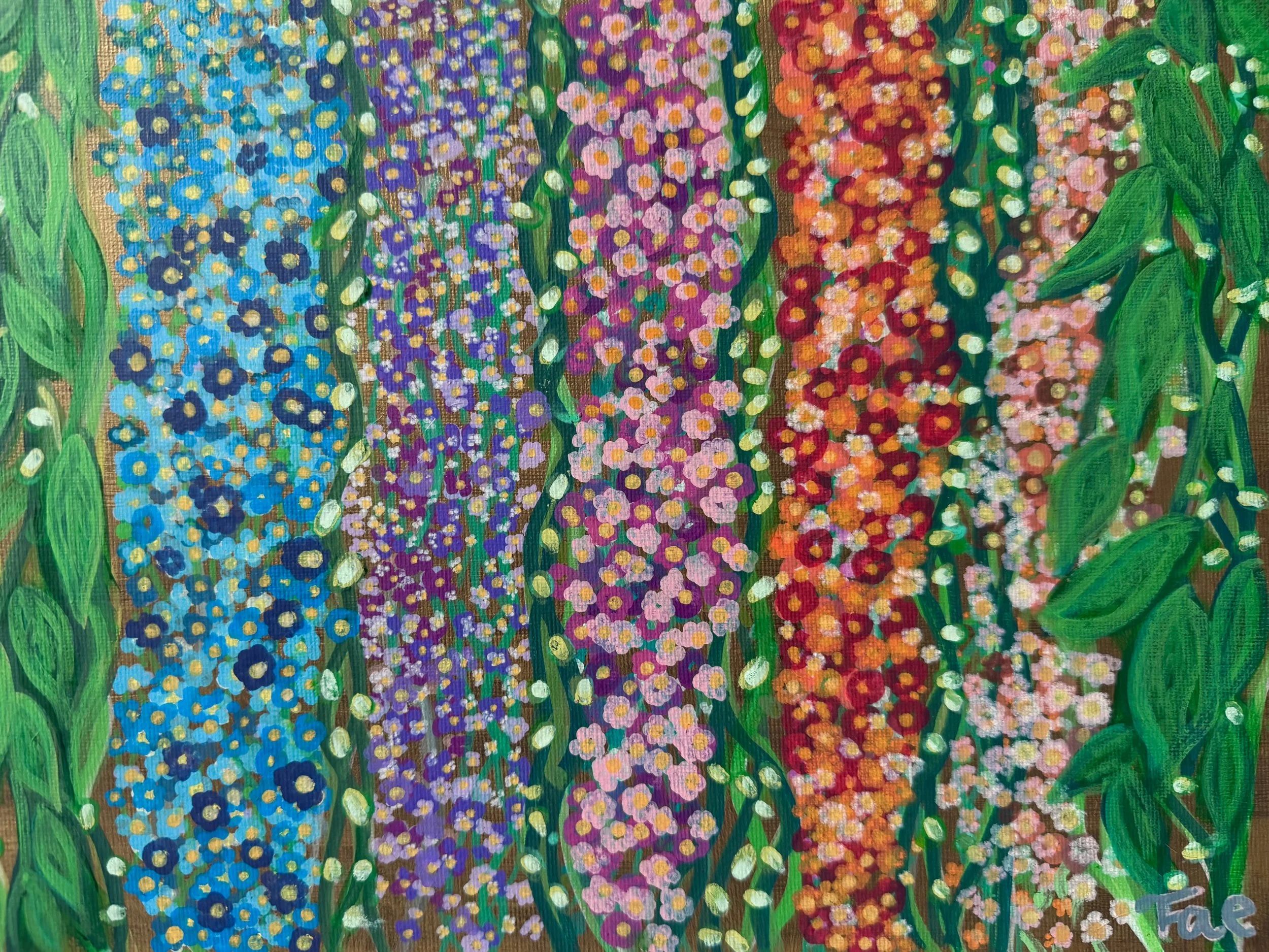 Flowering Vines - Acrylic on 12x9 canvas panel.