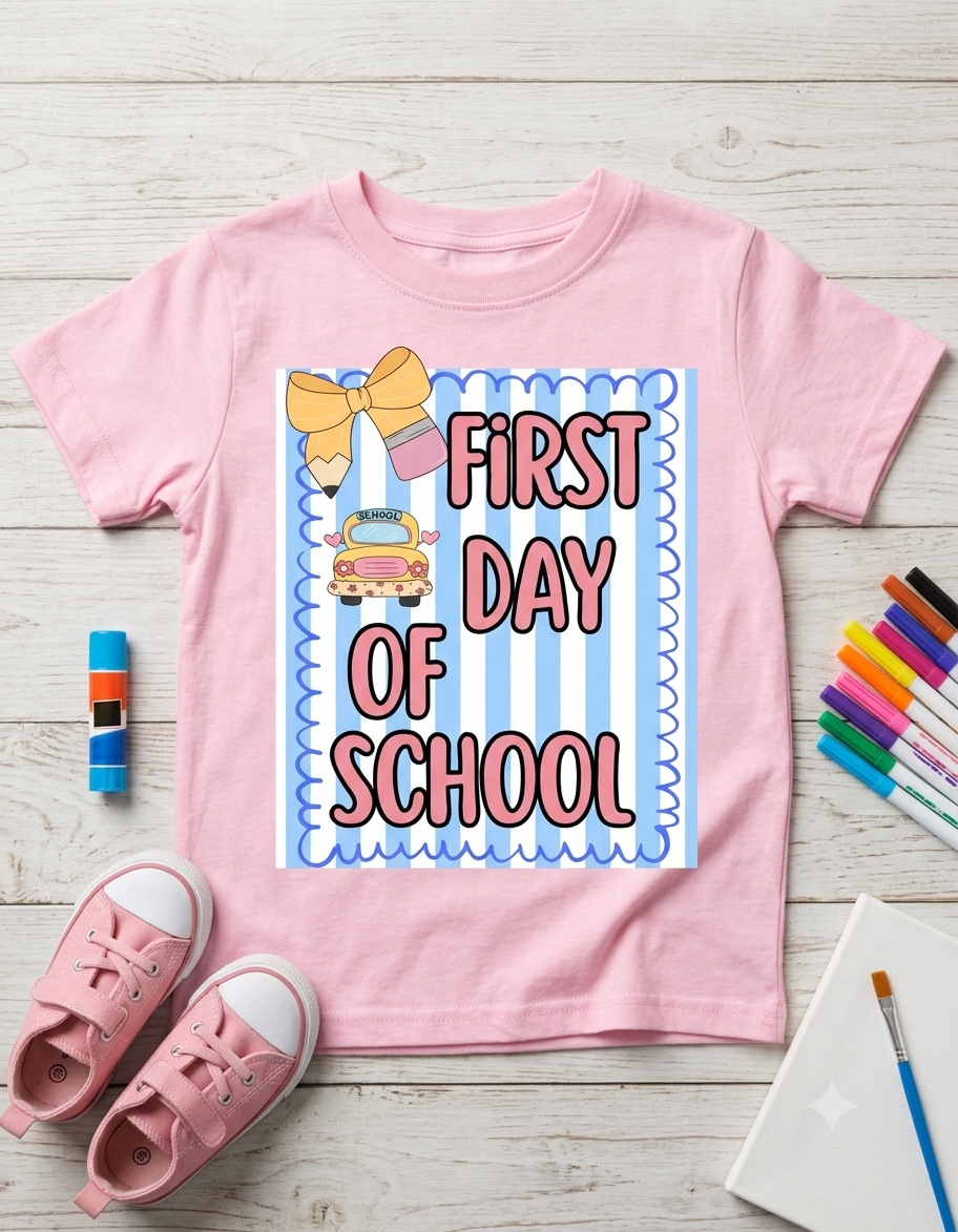 First day of school striped tee