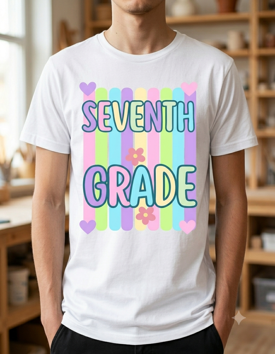Grade level striped pastel tee