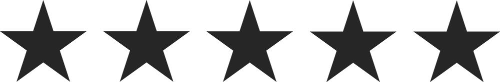 Five black stars on a black background.