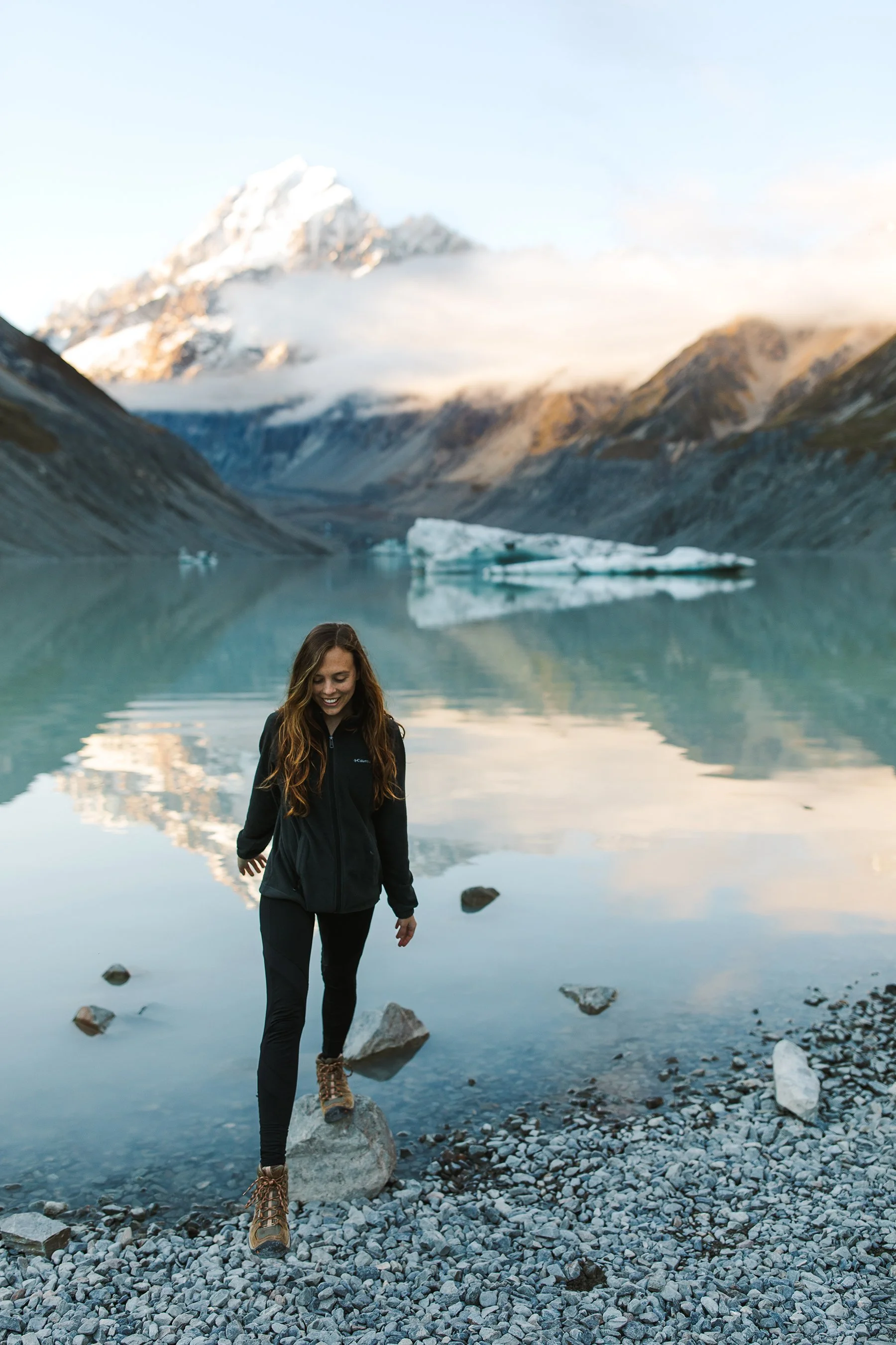 Image of Rhianon Brown on a travel photography assignment to New Zealand