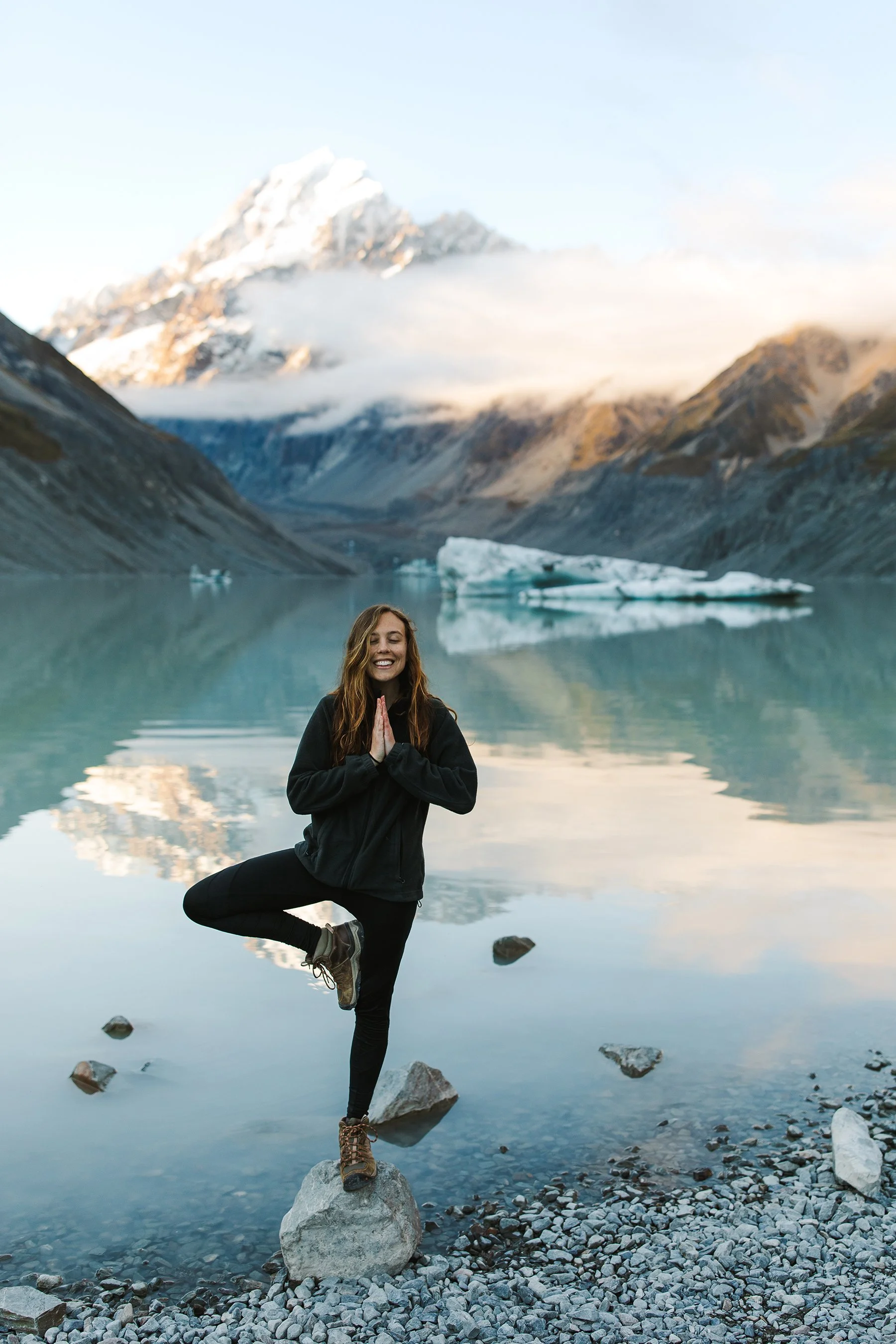 Image of Rhianon Brown on a travel photography assignment to New Zealand