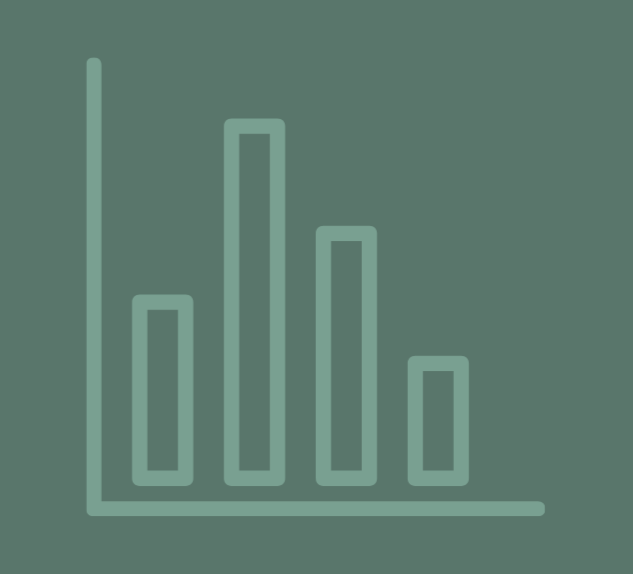 Bar chart with five vertical bars of varying heights in shades of blue.