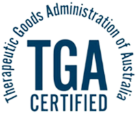 Logo of the Therapeutic Goods Administration of Australia with TGA Certified text.