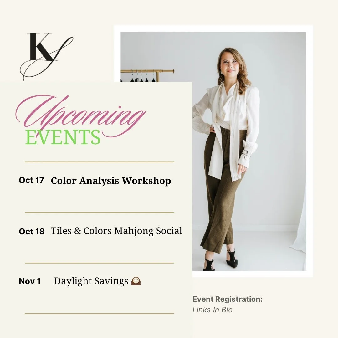 ✨ Two fun October events are coming up! ✨

If you&rsquo;ve been wanting to learn more about color, beauty, and personal style&mdash;or simply get out and connect with others&mdash;come join me!

🎨 October 17 | Color Analysis Workshop at Parker &amp;