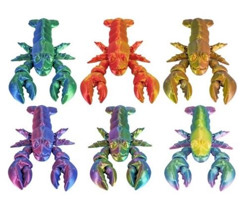 3D Printed Articulated 6″ Multi-Colored Lobster Toy Novelty Assorted