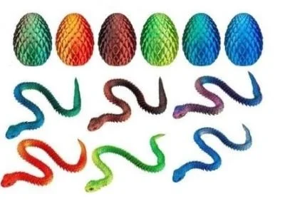 3D Printed Articulated 20″ Snake in Egg Toy Novelty
