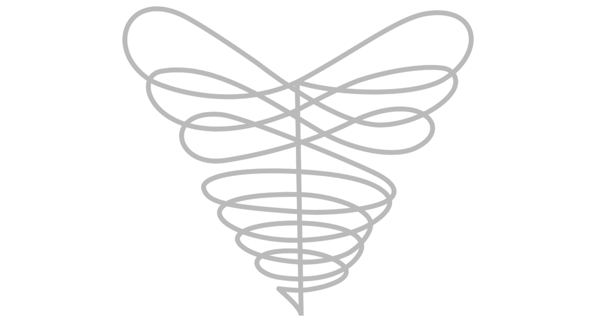 Gray outline of a tornado on a black background.