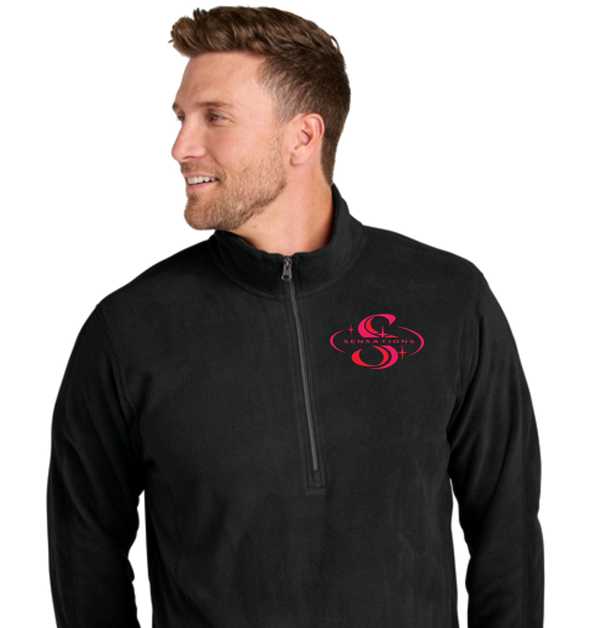 Sensations Mens Fleece Quarter zip black.png