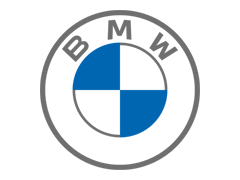BMW logo with a circular design and blue and black quadrants.