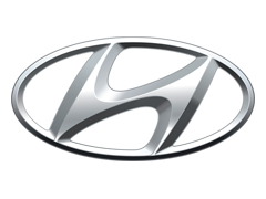 Hyundai logo consisting of a silver stylized 'H' inside an oval shape