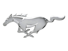 Silver metallic Ford Mustang logo
