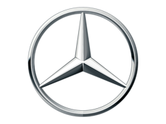 Mercedes-Benz logo overlaid with a circular gauge displaying a green segment and a yellow needle pointing at the lower edge.