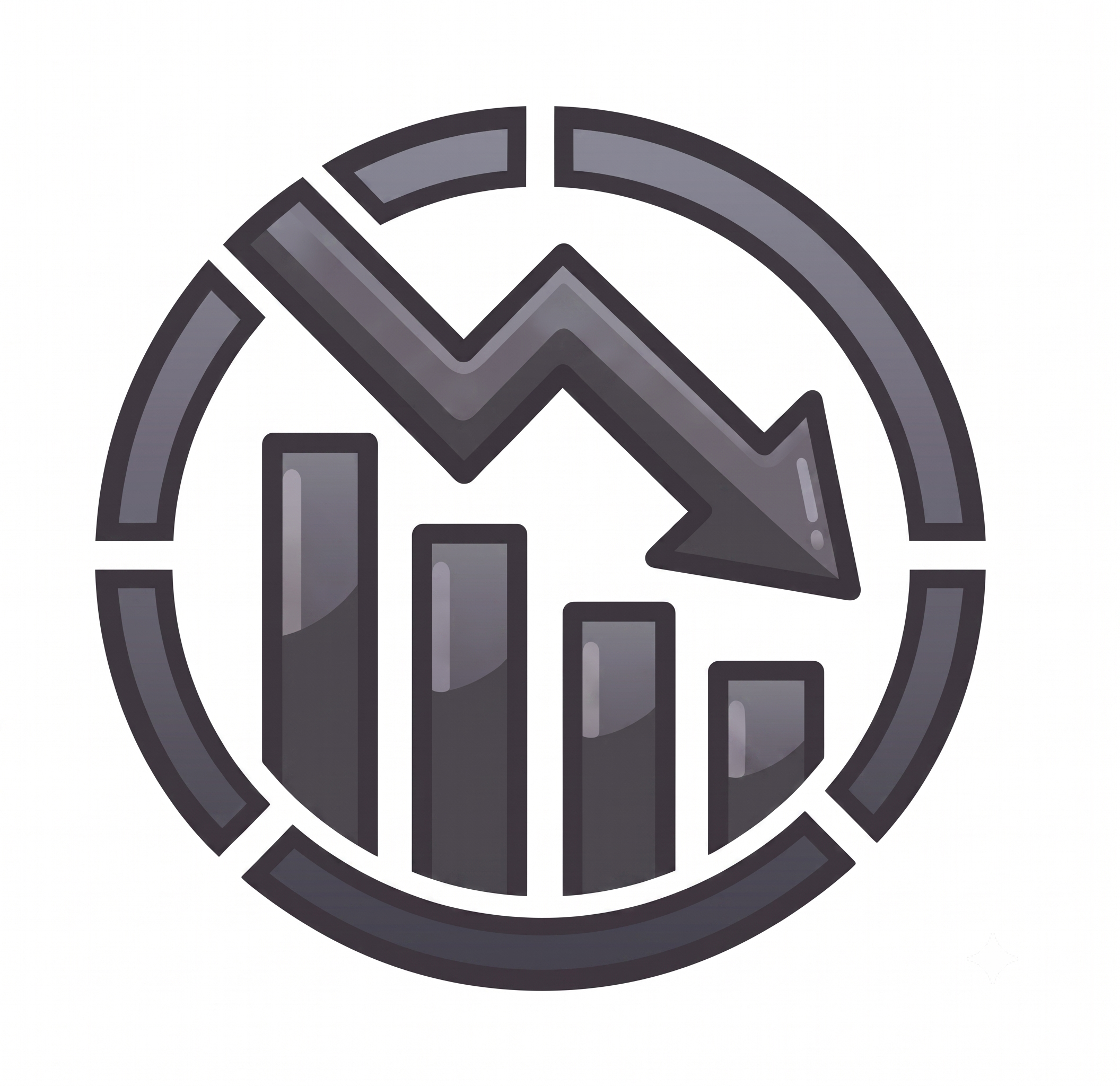 Close-up of a stylized logo or icon with concentric rings and a central design, in shades of gray and black.