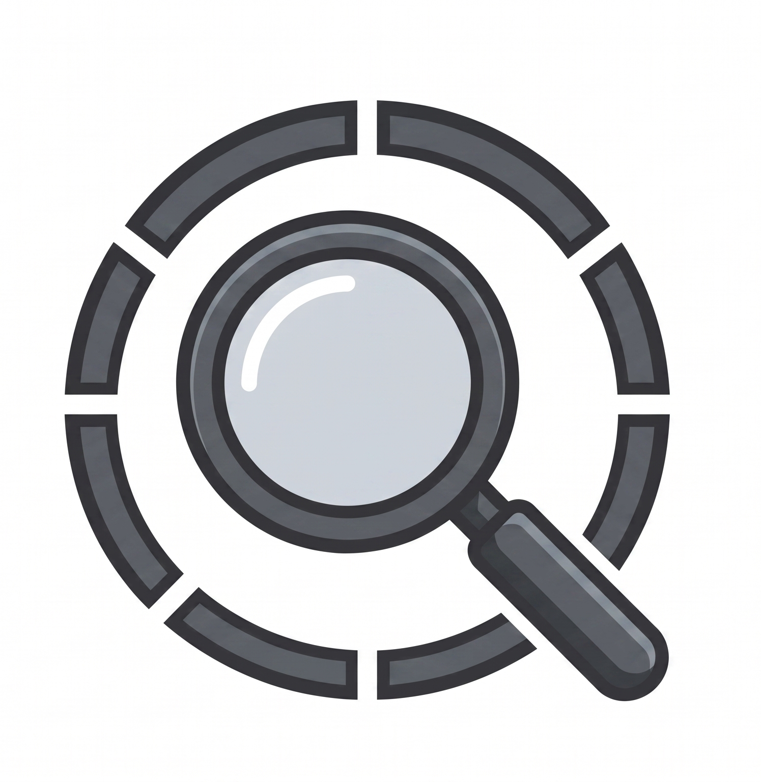 A magnifying glass over a target icon, symbolizing search or focus.