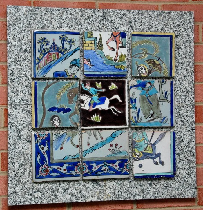 Wall Art made from tiles found in a dusty shop in Tehran