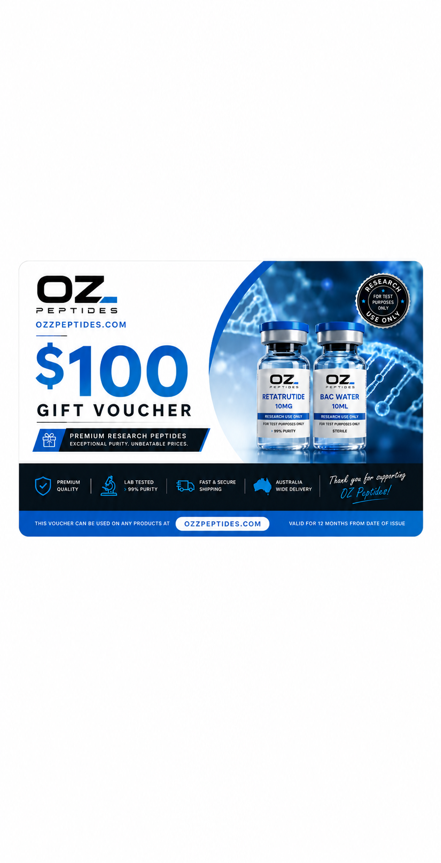 $100 OZPeptides Gift Card