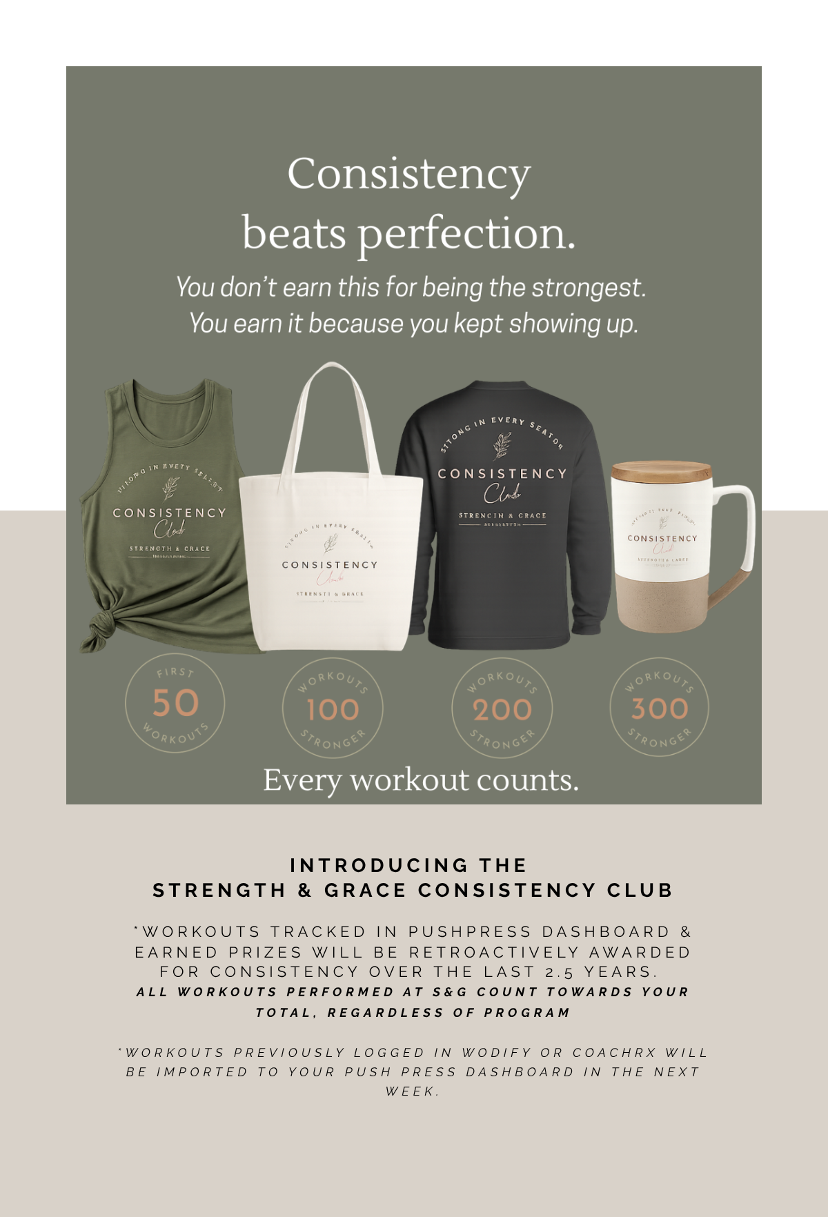 Consistency club program to earn prizes at each milestone