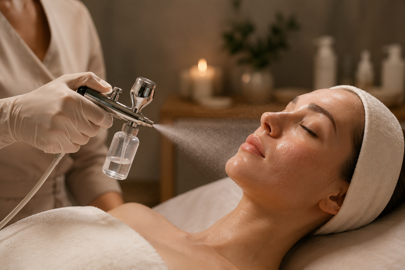Professional Oxygen Facial using oxygen infusion technology to hydrate the skin, improve radiance, enhance product absorption, and support overall skin health.