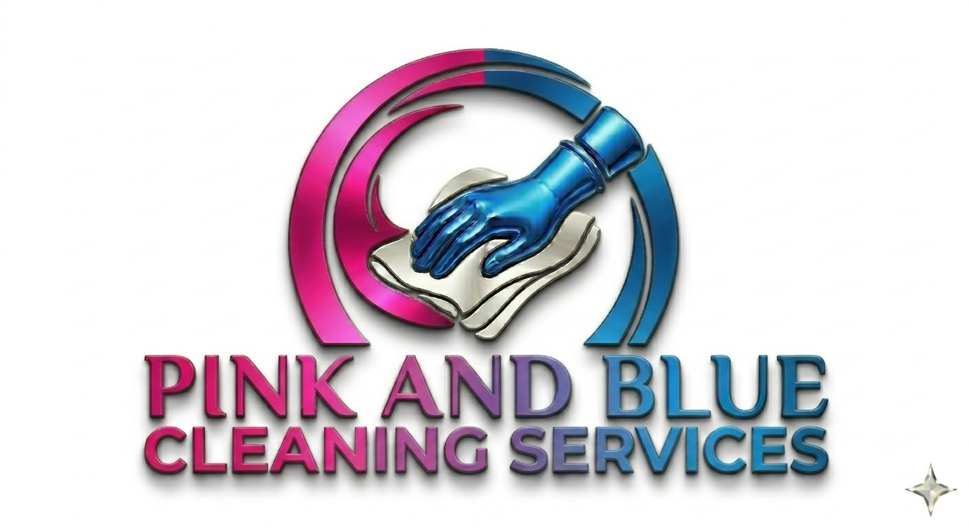 Pink and blue cleaning services 