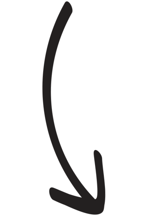 A black arrow pointing downward with a slight curve