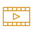 Icon of a video player with a play button in the center