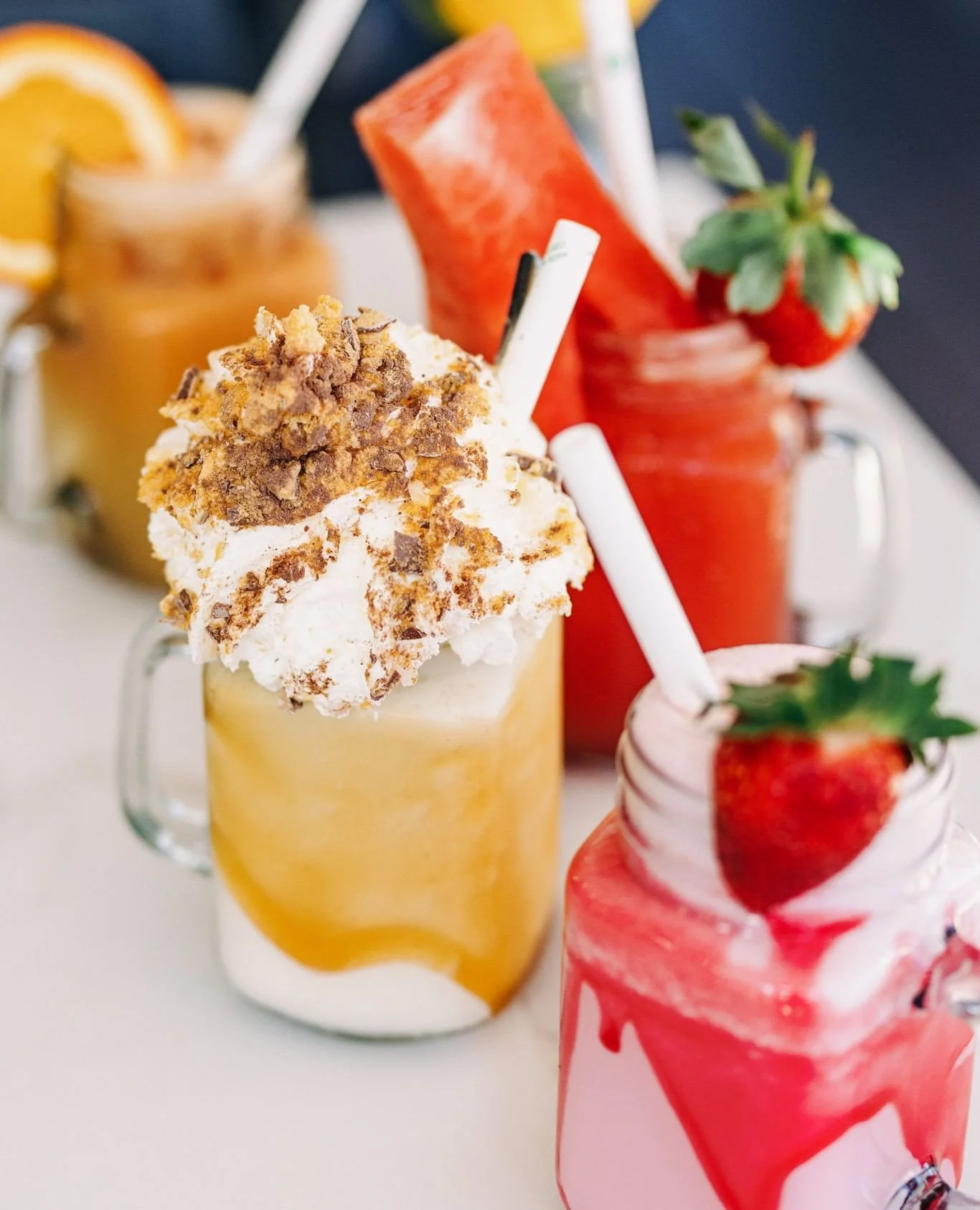 Need an early-afternoon pick me up? 🥤⁠
⁠
Indulge in one of our extravagant smoothies or freshly squeezed juices for a little sugar rush to get you through the afternoon.