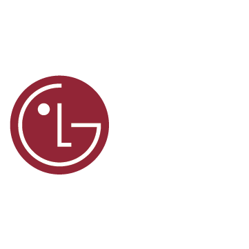 LG logo, red wordmark with circular icon
