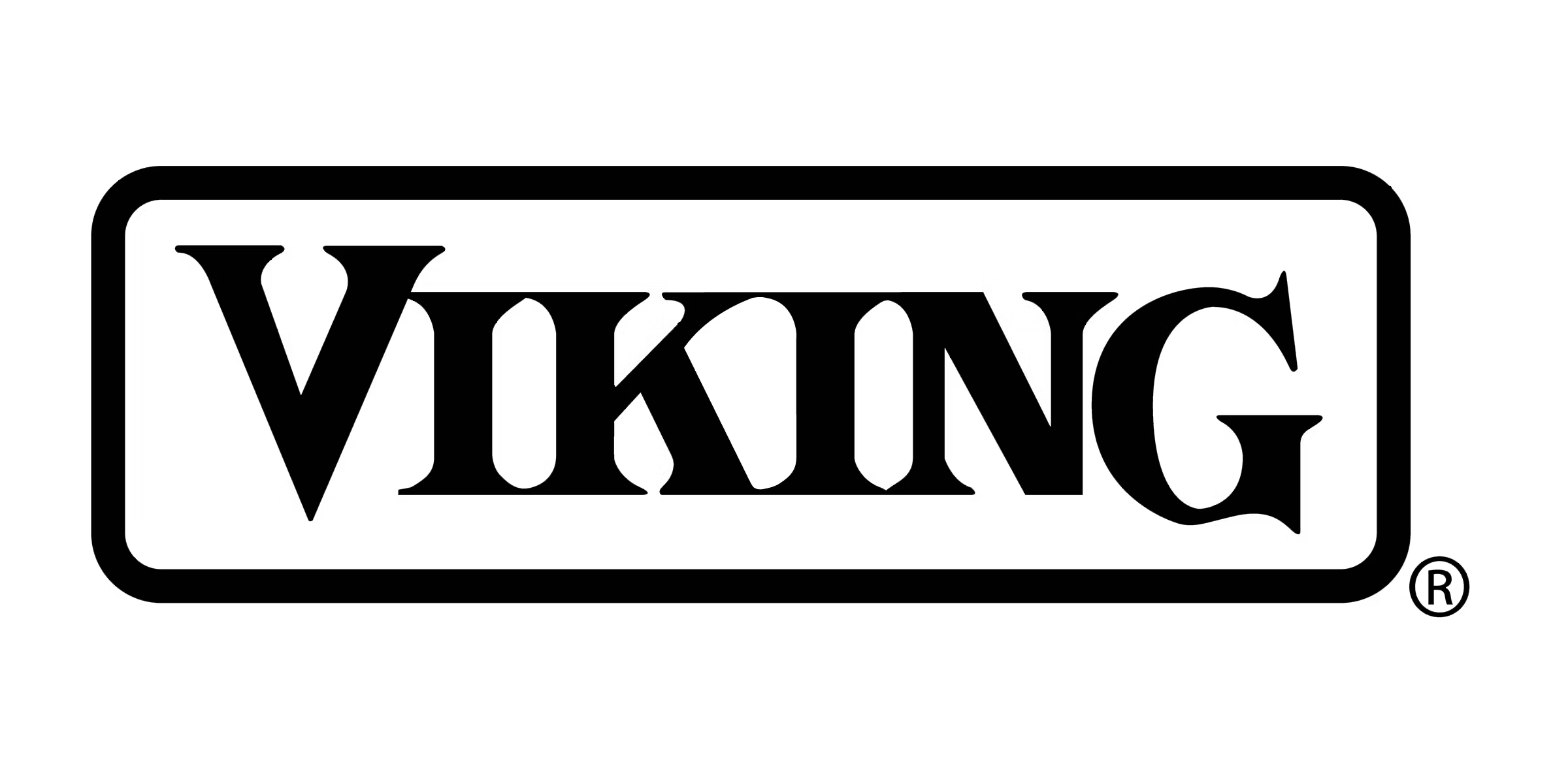 Viking logo, red wordmark in a bordered box