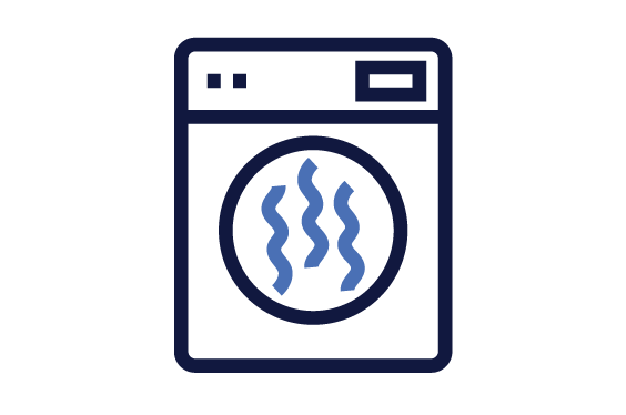 Icon of a dryer with heat wave symbols