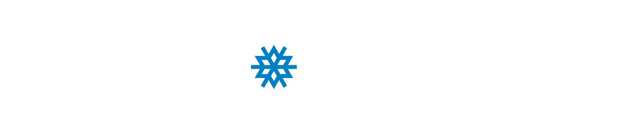Sub-Zero logo, white wordmark and border with blue snowflake icon, on navy background