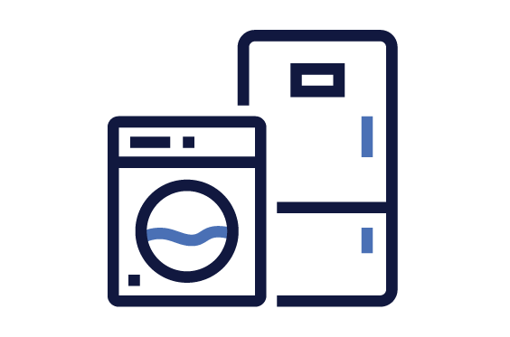 con of a washer and dryer stack, representing appliance installation
