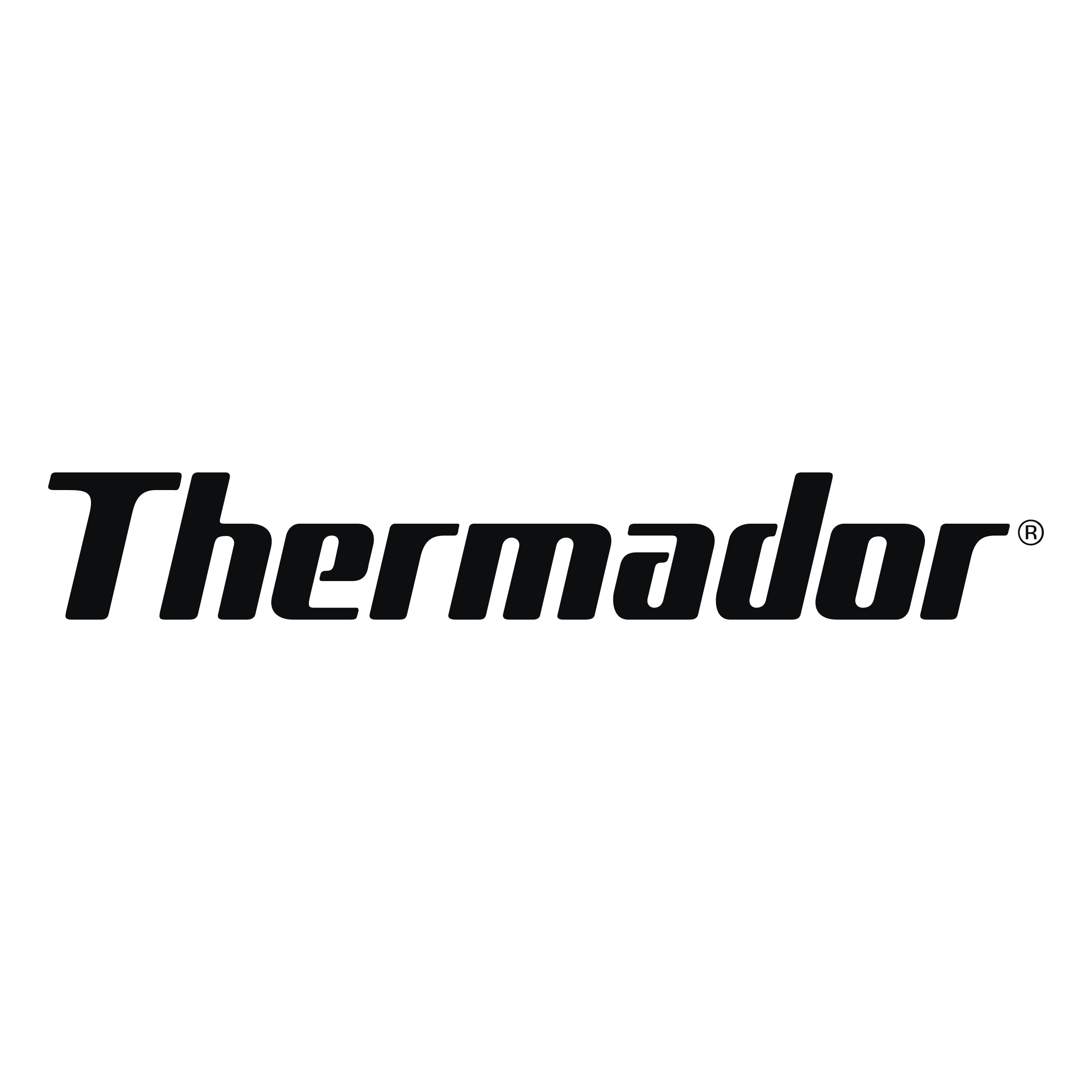 Thermador logo, black italic wordmark