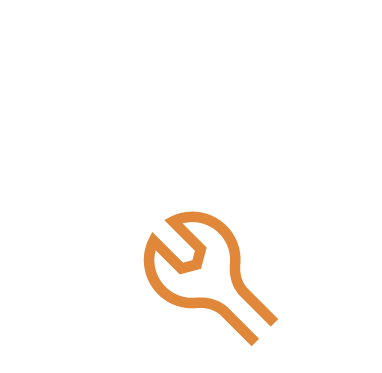 Icon of a washing machine with a magnifying glass, representing maintenance and cleaning