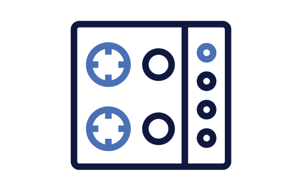 Icon of a cooktop with burners