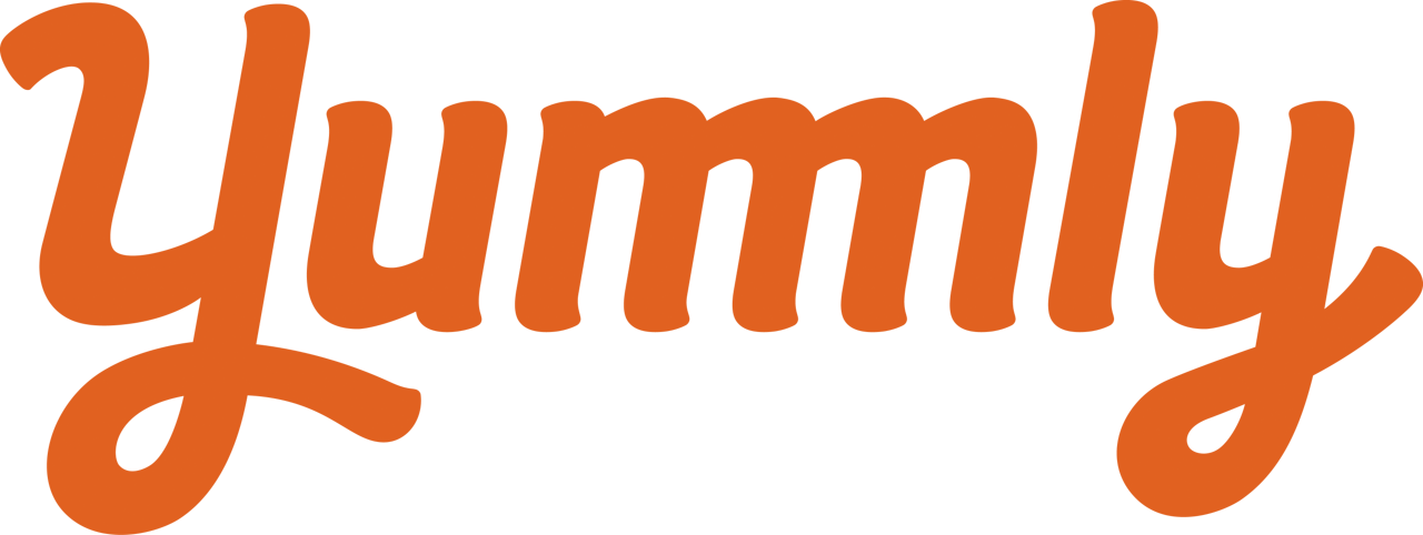 Yummly logo, coral orange script wordmark