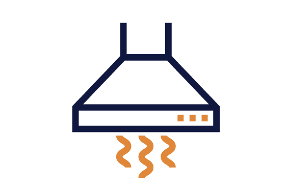 Icon of a range hood with heat wave symbols