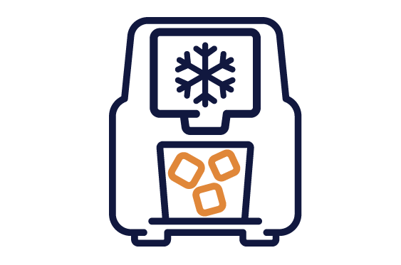 Icon of an ice maker with a snowflake symbol
