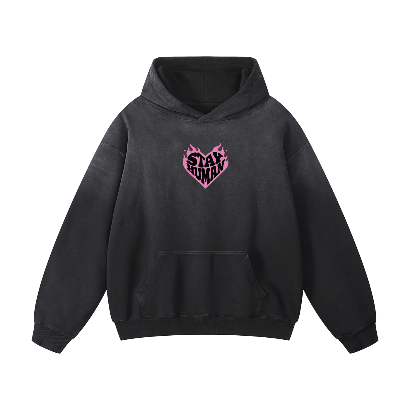 Stay Human Flaming Heart Hoodie