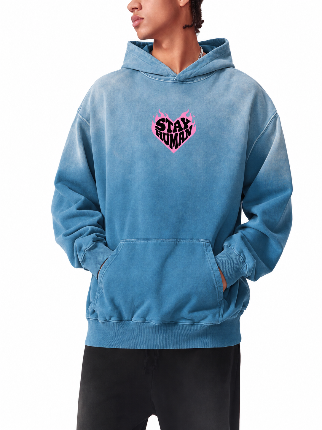 Stay Human Flaming Heart Hoodie