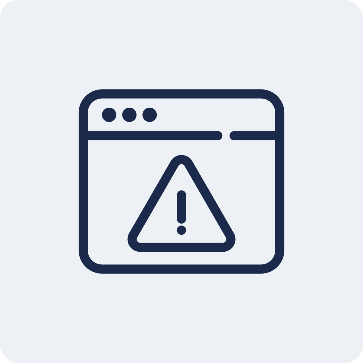 Icon of a web browser window with a warning triangle and exclamation mark inside.