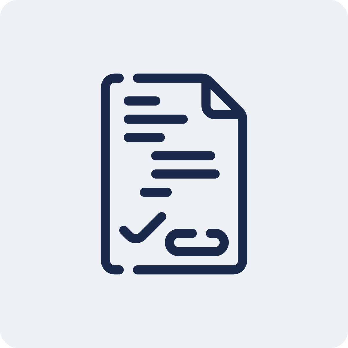 Icon of a receipt or document with lines of text, a checkmark, and a curved arrow, symbolizing a completed or verified document.