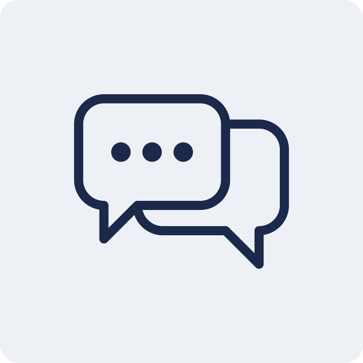 Two chat bubbles, one with three dots indicating a message is being typed.