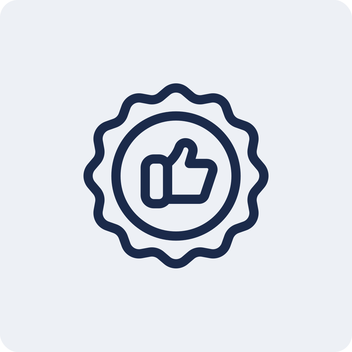 Thumbnails of like icons inside a badge with a wavy edge