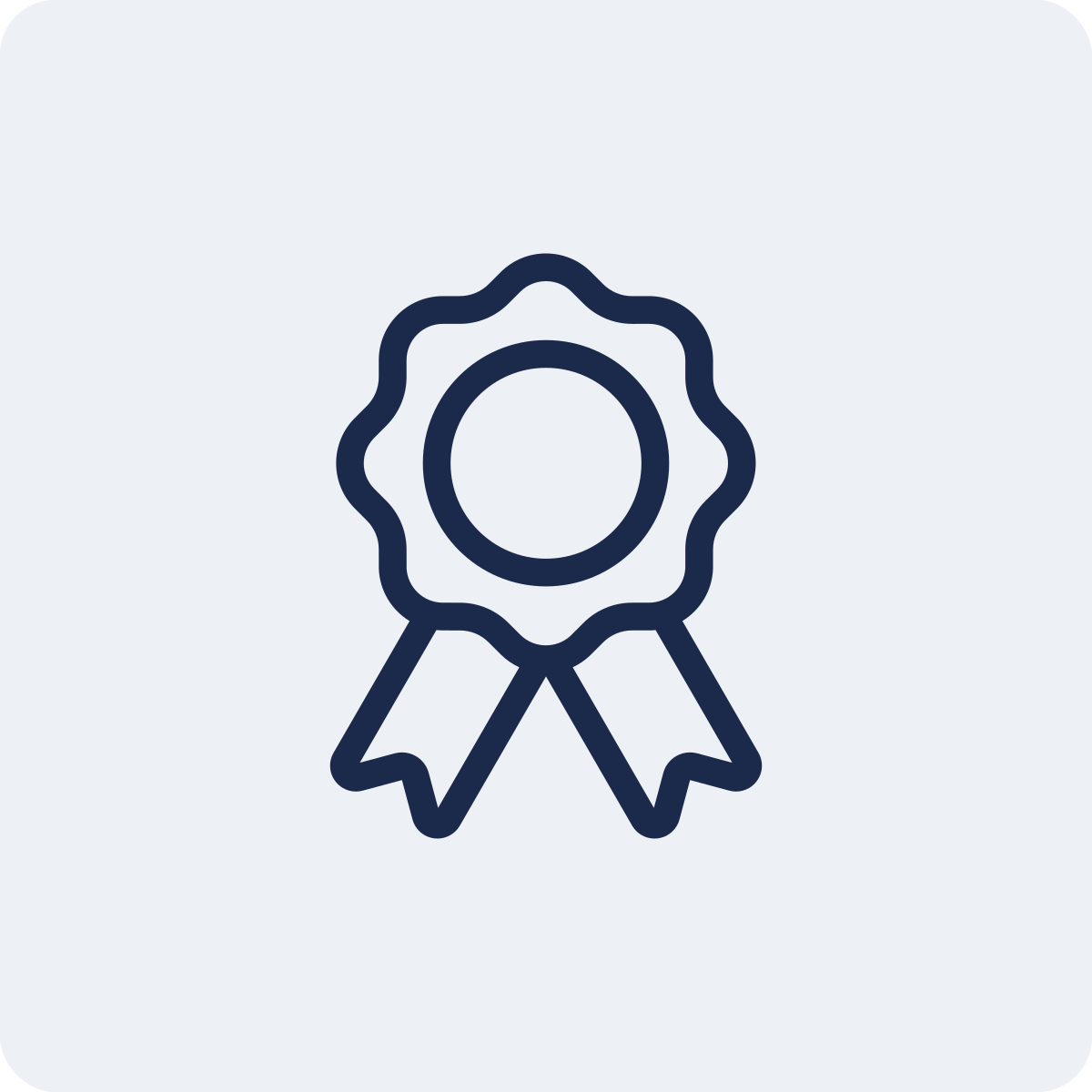 Outline icon of a ribbon award or medal with a circular center and two ribbon tails.