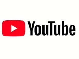 YouTube logo with red play button and black text on a white background