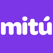 White lowercase text 'mitu' on a purple background.