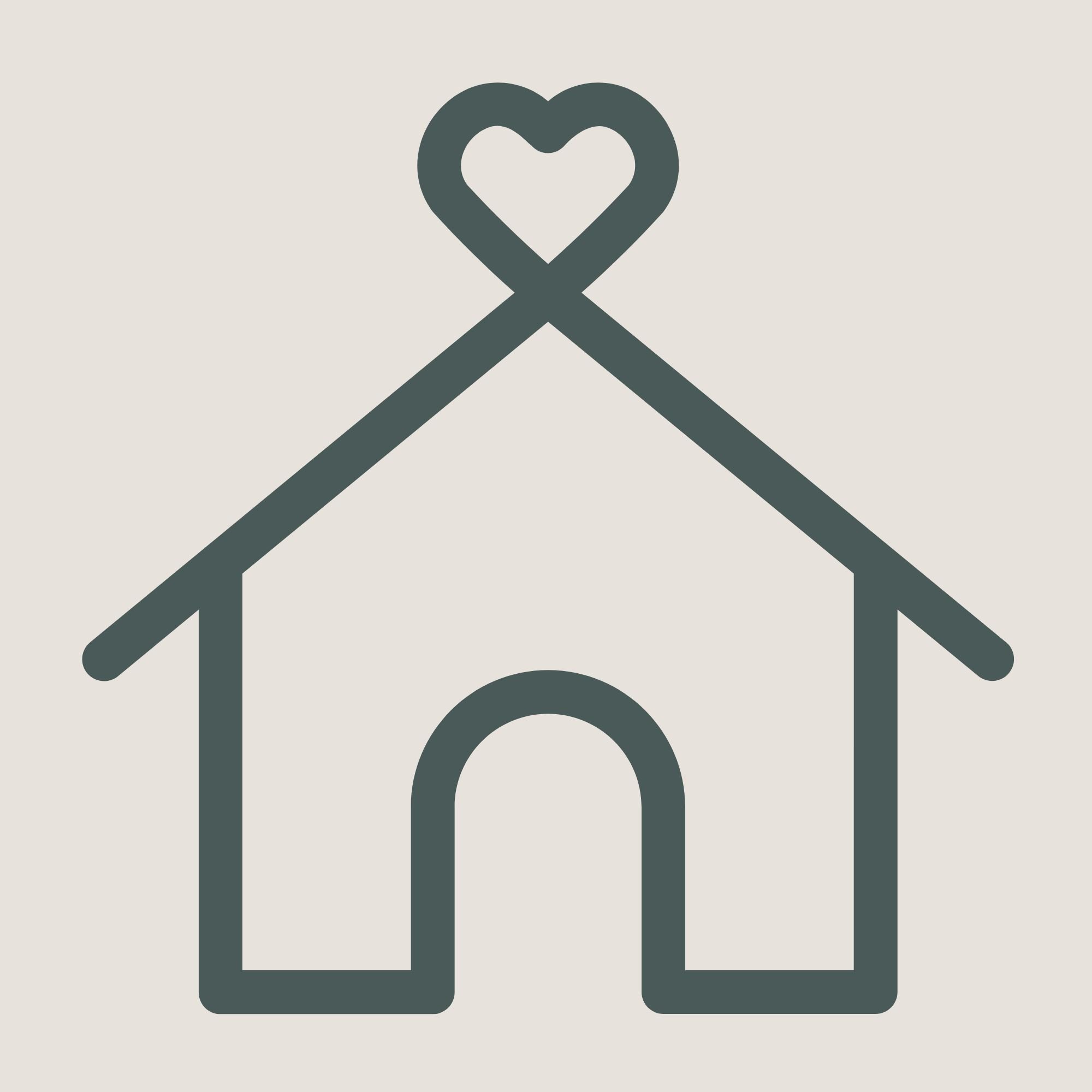 Minimalist icon of a stethoscope with a heart shape at the top, representing healthcare or medical services.