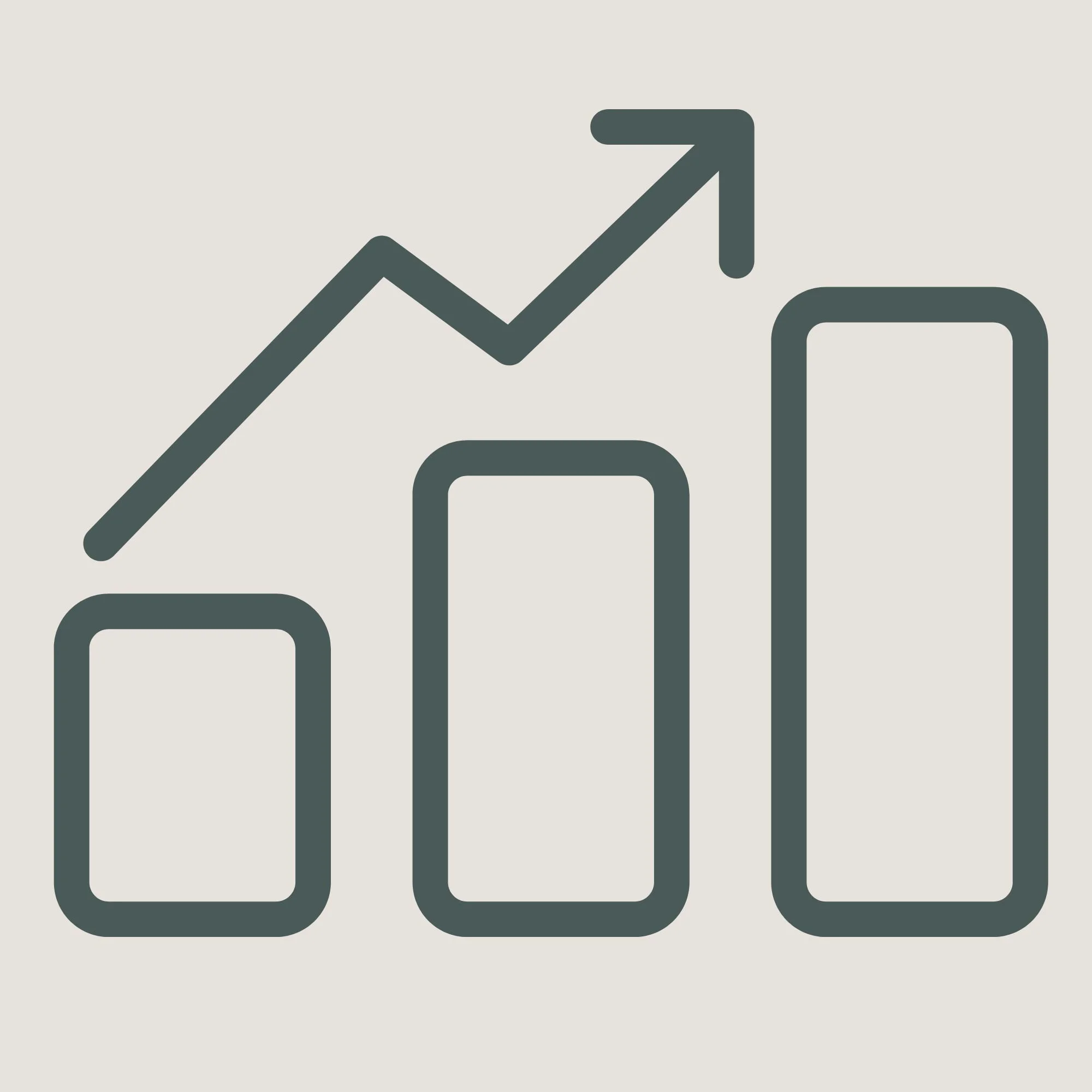 Simple dark gray line graph with upward trending arrow on a light gray background.